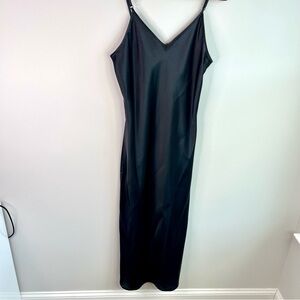 Vintage Slip Express Black Satin Dress Size 11/12 Spaghetti Straps